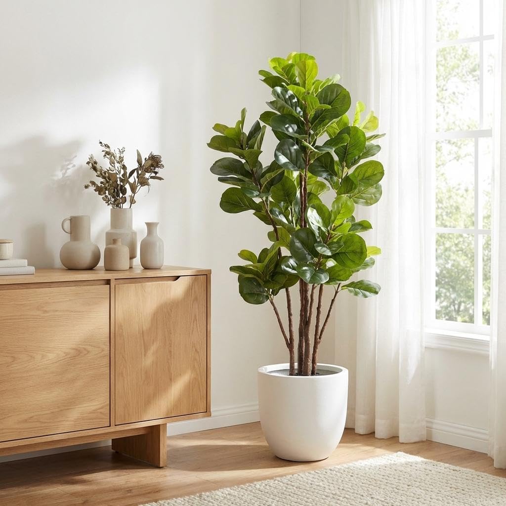 Ficus Lyrata Tree - Künstlicher Geigenblatt-Feigenbaum, 1,5m Künstliche Zimmerpflanze für