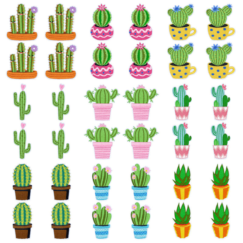 Aloe Vera Pot - 10 Stück/Set Western Desert Aufbügelbare Patches