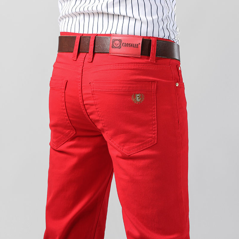 Aglaonema Red - Bunte Denim-Stretch-Stretch-Jeans für Herren, neue elastische