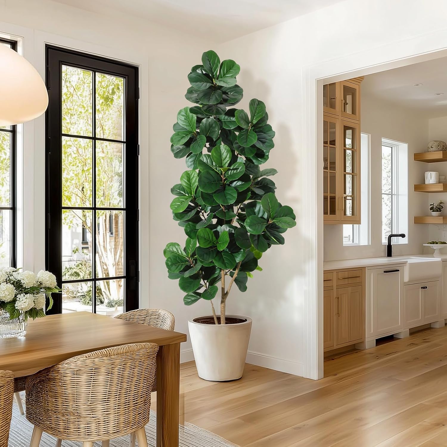 Ficus Lyrata Tree - 4FT/5FT/6FT/7FT Geigenblatt Feigenbaum künstlich mit Blättern,